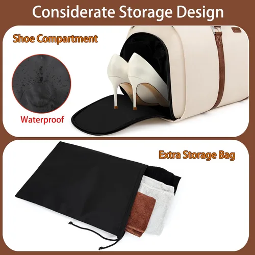 Miniatura 2 de Bolsa de lona convertible para ropa de viaje, de mano, con bolsa de aseo personal, bolsa grande de fin de semana para hombres y mujeres, 2 en 1
