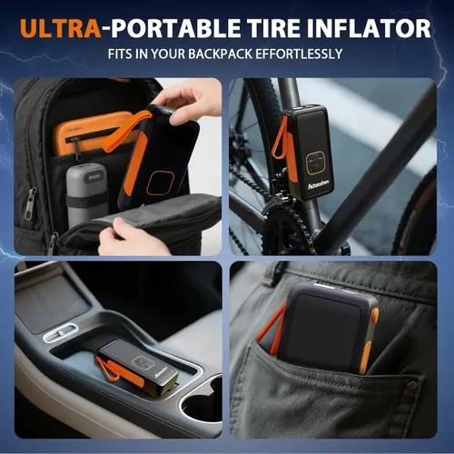 Miniatura 6 de Portable Air Compressor, 48s Fast Inflation, Cordless with Dual Power Supply, 150 PSI Tire Pump with Digital Gauge, Long Runtime & Storage Case for