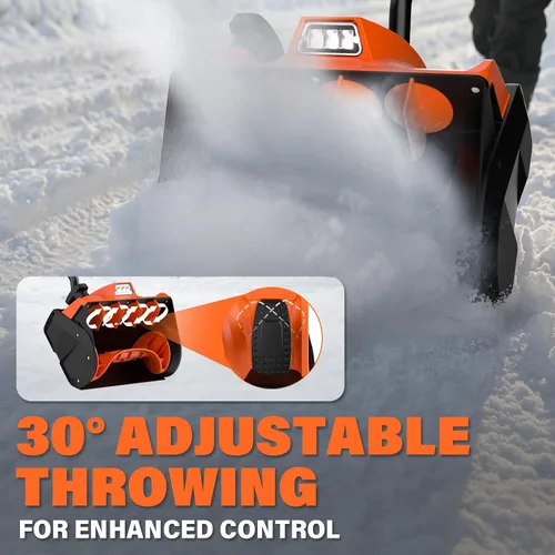 Miniatura 3 de MAXLANDER Pala de nieve eléctrica inalámbrica, soplador de nieve inalámbrico de 20 V y 12 pulgadas, pala de nieve con placa direccional y luces LED