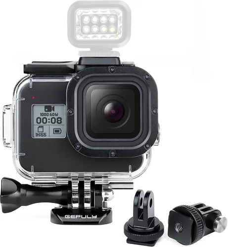 Miniatura 9 de GEPULY Carcasa impermeable para GoPro Hero 8 Negro, doble ranura para zapata fría protectora subacuática carcasa para GoPro Hero 8 Cámara de acción