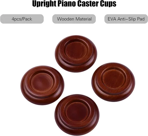 Miniatura 3 de Copas para piano de madera dura, protector de piso, ruedas sólidas para piano vertical, antideslizante y antiruido, accesorios de pie de piano