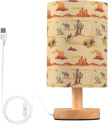 Miniatura 23 de Lámpara de mesa pintada Mariposa Diente de León con base de madera y pantalla de tela para mesita de noche, lámpara de escritorio para recámara