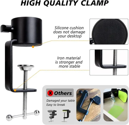 Miniatura 5 de SUNMON Shure SM7B - Brazo de brazo con filtro emergente, brazo de micrófono de ajuste gratuito compatible con micrófono SM7B, parabrisas