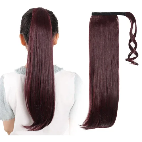 Miniatura 41 de Extensiones de cabello para cola de caballo, extensión de cola de caballo roja de 16 pulgadas, corta, ondulada, rizada, envolvente, cola de caballo