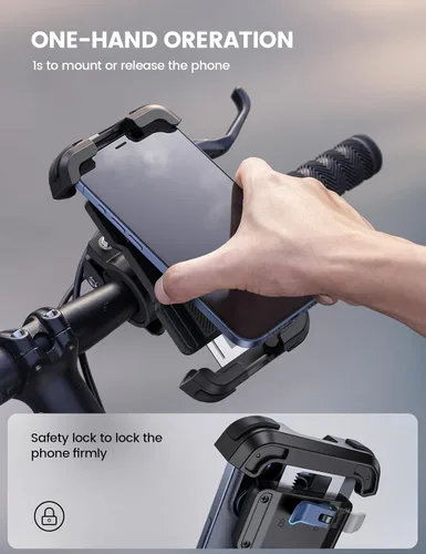 Miniatura 2 de Lamicall Soporte de teléfono para bicicleta, soporte de teléfono para motocicleta, soporte ajustable para teléfono celular, clip para manillar