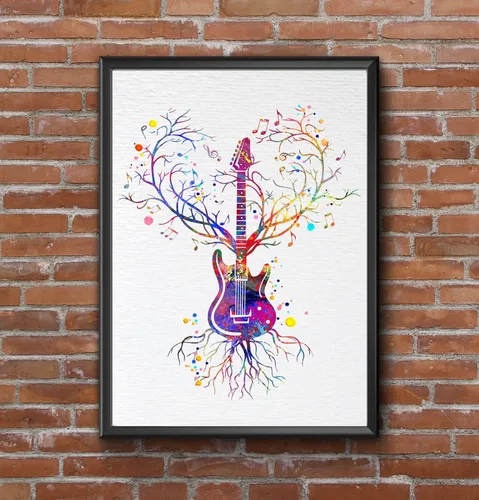 Miniatura 8 de Dignovel Studios 18X24 sin marco guitarra corazón vena amante de la música instrumento músico vieja escuela acuarela arte impresión póster arte