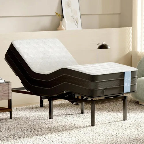 Miniatura 9 de FLEXISPOT S3K-Lite Base de Marco de Cama Ajustable Tamaño King, Sin Espacio, Inclinación Independiente de Cabeza y Pie, Gravedad Cero, Control