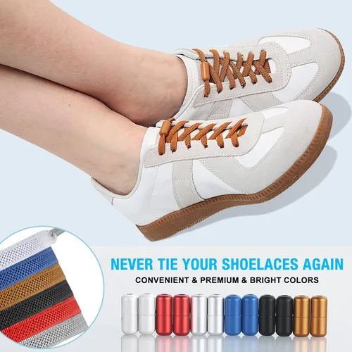 Miniatura 7 de Cordones para zapatos sin ataduras para niños y adultos, 6 pares de cordones elásticos para zapatos planos con hebilla de metal