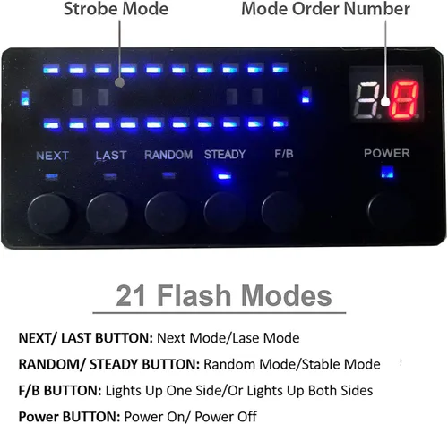 Miniatura 4 de Luz estroboscópica de emergencia de 51 pulgadas, 21 modos intermitentes, tira estroboscópica de 96 LED con interruptor de pantalla digital, barras
