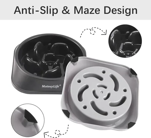 Miniatura 4 de MateeyLife Cuencos de Alimentación Lenta para Perros 2 Unidades, Cuencos Rompecabezas Anti-Asfixia para Comida de Perro, Alimentación Interactiva