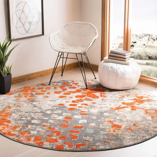 Miniatura 34 de SAFAVIEH MAD425H Madison Collection Alfombra decorativa cuadrada de 3', gris/naranja, diseño abstracto bohemio desgastado, no desprende pelusa