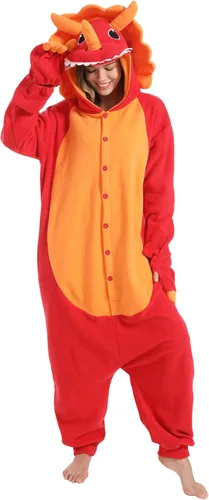Miniatura 4 de dressfan Disfraz de dragón de Triceratops de animal, disfraz de dinosaurio, Navidad, Halloween, cosplay, pijama, unisex, para adultos y adolescentes