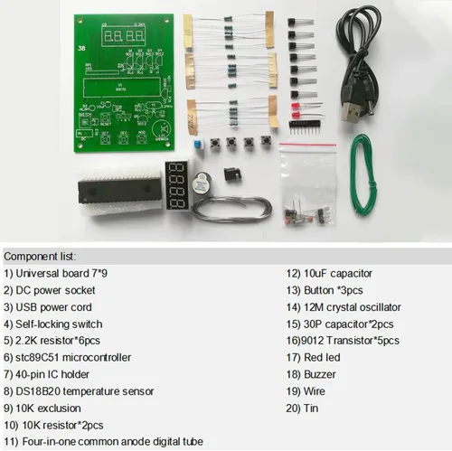 Miniatura 2 de Kits de práctica de soldadura DIY DS18B20 Módulo de sensor de temperatura Kits electrónicos DIY Kit de proyecto de soldadura 32.0-210.2 °F
