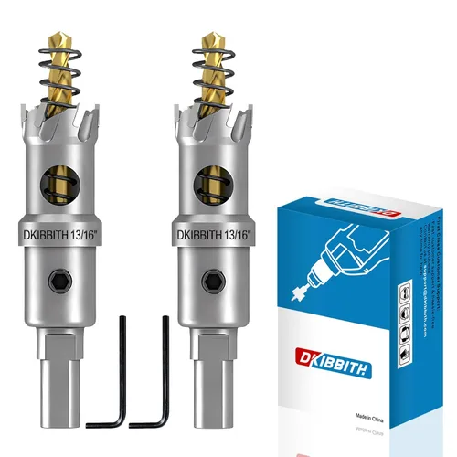 Miniatura 28 de TCT Juego de sierra perforadora, 2 paquetes de cortadores de agujeros con punta de carburo de tungsteno de 1-3/4" (45mm) resistentes para acero
