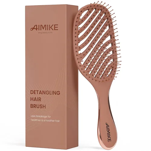Miniatura 10 de AIMIKE Cepillo para desenredar, cepillo desenredante ventilado para cabello mojado y seco con cerdas suaves, cepillo para desenredar sin dolor
