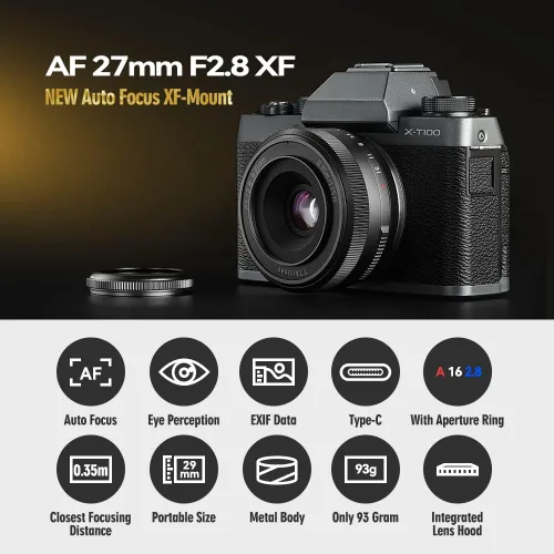 Miniatura 2 de TTartisan 27mm F2.8 Lente de enfoque automático, compatible con cámaras Fuji X-Mount XS10 X-A5 X-A7 X-M1 X-M2 X-E4 X-T1 X-T10 X-T2 X-T20 X-T3 X-T4