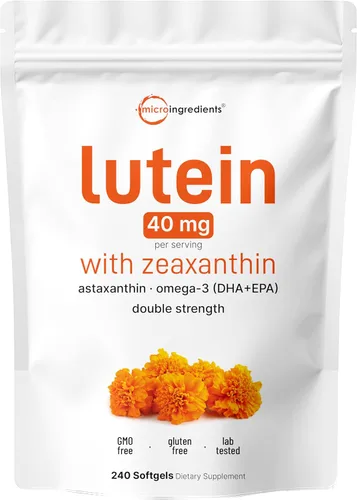 Micro Ingredients Cápsulas blandas de luteína y zeaxantina de 40 mg, 240 unidades, con astaxantina, omega-3 y fosfolípidos, vitaminas para la salud