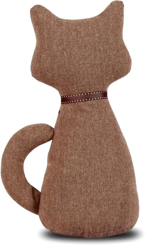 Miniatura 2 de Lindo tope de puerta decorativo para el hogar y la oficina, topes de puerta de piso, protectores de pared pesados de tela con peso animal, gato café