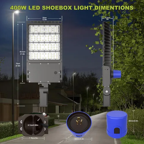 Miniatura 4 de Luz LED de estacionamiento de 400 W, 60000 lúmenes, 5700 K, con fotocélula del atardecer al amanecer, caja de zapatos comercial, poste