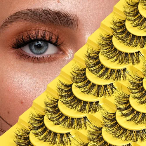 Miniatura 8 de Pestañas Postizas Cortas Tiras de Pestañas Completas de Visón 10 Pares Pestañas Esponjosas de Ojo de Gato Tiras de Pestañas Pestañas de Volumen