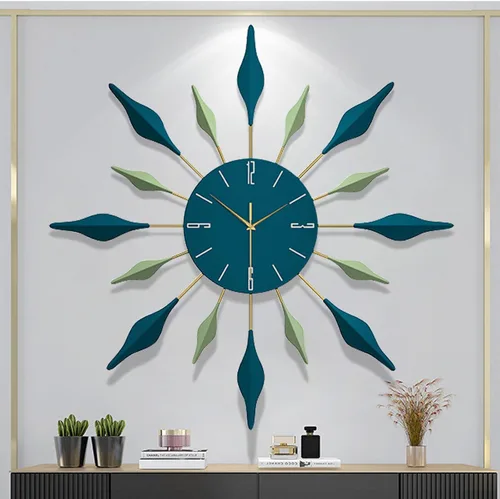 Miniatura 12 de Reloj de pared grande decorativo de metal, silencioso, moderno, sin tictac, para sala de estar, comedor, dormitorio, diámetro de 24 pulgadas, azul