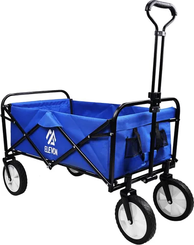 Elevon Marco de acero resistente plegable de 150 libras de capacidad para acampar al aire libre, jardín, carro utilitario para patio, color azul
