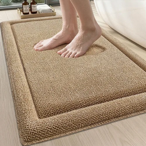 DEXI Tapete de baño de espuma viscoelástica de 24 x 17 pulgadas, tapete de baño de felpilla suave y absorbente, antideslizante, de secado rápido,