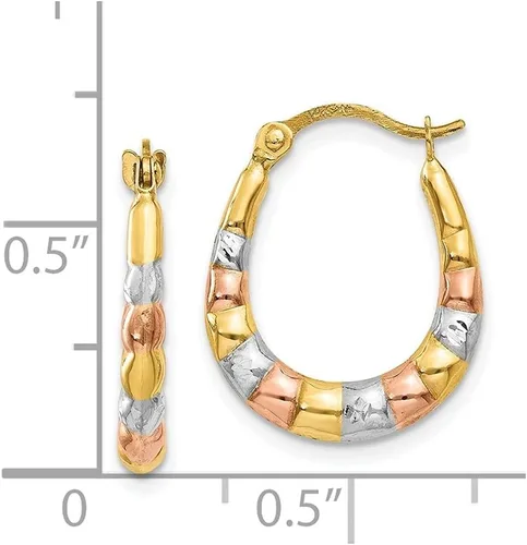 Miniatura 3 de Auriga Fine Jewelry Aretes de aro festoneados huecos chapados en rodio blanco y rosa de 14 quilates (L-0.630 in, W-0.551 in) regalo para mujer