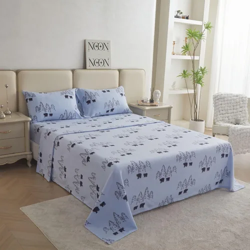 Miniatura 144 de Viviland Juego de sábanas de microforro polar tamaño matrimonial, sábanas ajustadas tipo franela para Navidad con bolsillo de 15" de profundidad