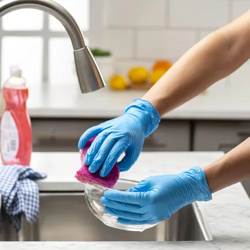 Miniatura 3 de Comfy Package Guantes de plástico desechables de mezcla de vinilo sintético no estériles, sin polvo ni látex