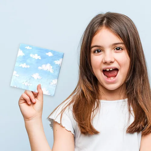 Miniatura 3 de 40 servilletas de nube, suministros de fiesta de historia, cielo azul, nubes blancas, servilletas de papel desechables con temática de nubes