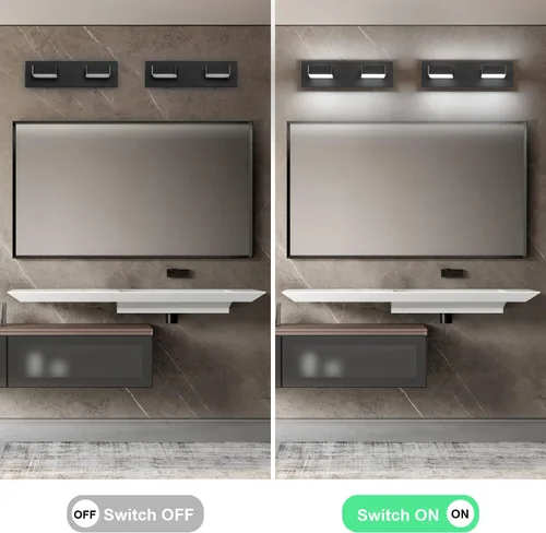 Miniatura 4 de Lámparas LED modernas de 2 luces LED para tocador de baño (15.5 pulgadas, blanco frío 6000 K), accesorios de iluminación de pared de baño