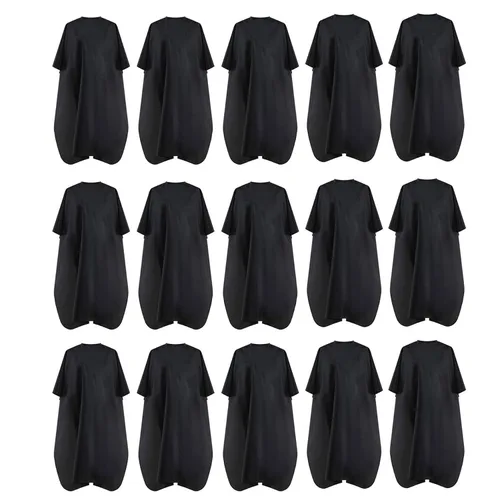 Miniatura 10 de Capa de peluquería negra impermeable para peluquería profesional con cierre de metal a presión para cortar el cabello (negro, paquete de 10)