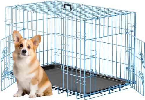 Miniatura 46 de FDW Jaula para perros con doble puerta, jaula plegable de alambre de metal de 36 pulgadas con bandeja extraíble y panel divisor, jaula para mascotas