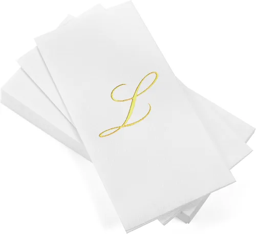 Miniatura 18 de AH AMERICAN HOMESTEAD Servilletas desechables – Servilletas doradas con monograma para invitados, servilletas acolchadas como tela para baño