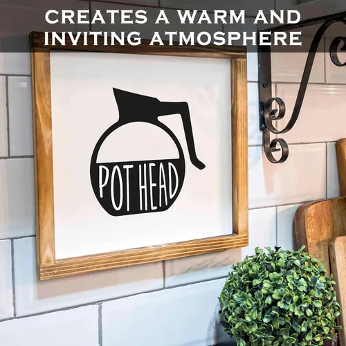 Miniatura 2 de Letrero de café con la frase en inglés «Pot Head» (Amante del café) de 12 x 12 pulgadas, para decoración de pared, cocina, estación de café