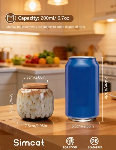 Miniatura 28 de Tarros de almacenamiento de cerámica, exquisitos tarros de alimentos con esmalte para almacenamiento de especias de cocina, tarros para té, tarros