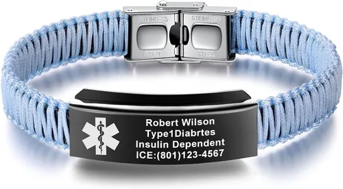 Miniatura 23 de Pulseras de alerta médica para mujeres Pulseras de identificación médica personalizables para hombres, niñas y niños Pulseras médicas trenzadas