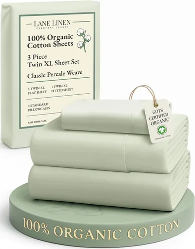 Miniatura 141 de LANE LINEN Sábanas 100% algodón orgánico para cama tamaño King, sábanas de percal suave, transpirables, de lujo, estilo hotelero, lavables a 09