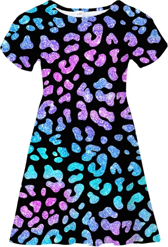 Miniatura 15 de Vestidos para niñas con estampado lindo, de manga corta, vestidos casuales de verano para niñas de 4 a 10 años