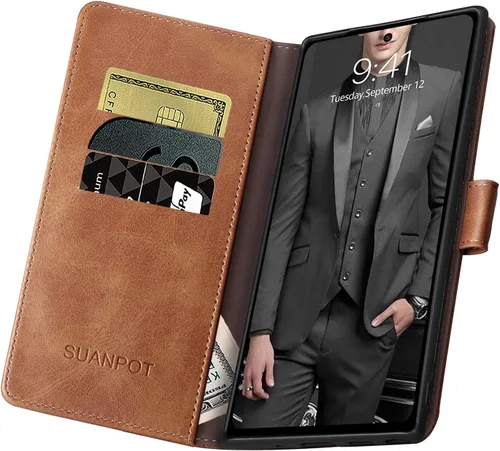 Miniatura 4 de SUANPOT Funda de piel tipo cartera para Samsung Galaxy Note 10 de 6.3 pulgadas con bloqueo RFID, tarjetero para tarjetas de crédito, libro con tapa
