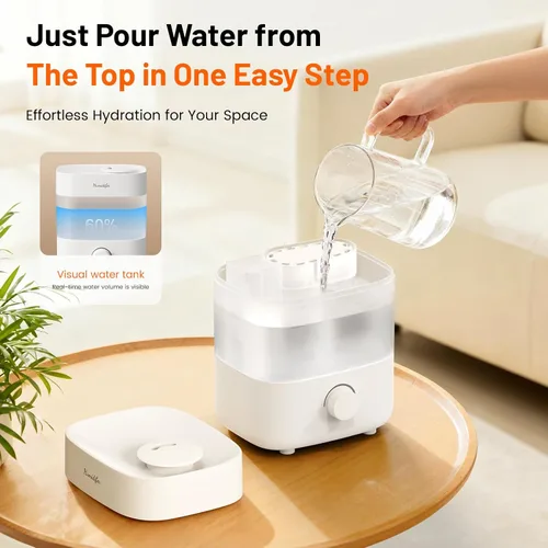 Miniatura 6 de Humidificadores para dormitorio, tanque de 2 L para 15 horas, tiempo de niebla silenciosa de 20 dB, boquillas dobles, apagado automático, rotación