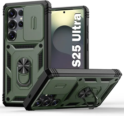 Miniatura 119 de PASNEW Funda para Samsung Galaxy S22 Ultra 5G, cubierta de cámara deslizante y soporte de dedo de metal giratorio de 360°, militar, resistente, a