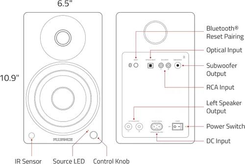 Miniatura 7 de Fluance Ai41 Altavoces de estantería estéreo 2.0 de 2 vías con alimentación, con soportes para altavoces, controladores de 5", amplificador de 90W
