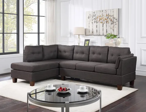 Miniatura 2 de Lilola Home Dalia - Sofá seccional moderno de lino gris oscuro de 97 pulgadas de ancho con diván orientado a la izquierda