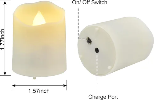 Miniatura 8 de 12 velas recargables sin llama con control remoto, velas LED USB con temporizador, velas falsas parpadeantes, velas votivas para Halloween