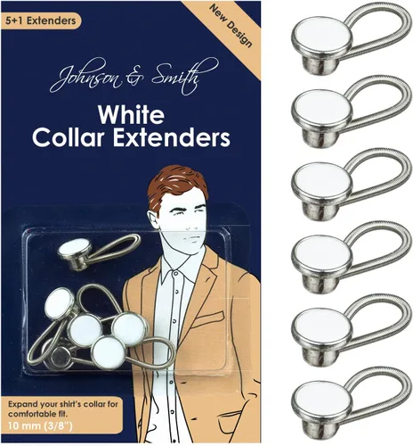 Miniatura 10 de Johnson & Smith Extensores de cuello negro para expansión de 1/2 tamaño de camisas de vestir para hombre, paquete de 6, metal de 3/8 pulgadas, Negro