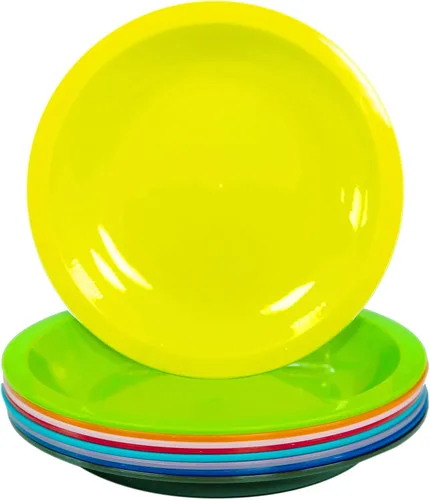 Miniatura 7 de Youngever Platos de plástico de 7.5 pulgadas, tamaño pequeño para niños, platos para niños, platos para aperitivos, juego de 9 (colores costeros)