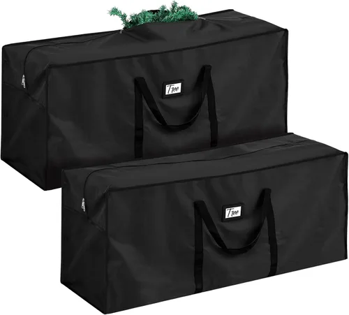 Paterr Paquete de 2 bolsas grandes de almacenamiento para árbol de Navidad de 7.5 pies, 600D Oxford resistente al agua, contenedor de árbol de