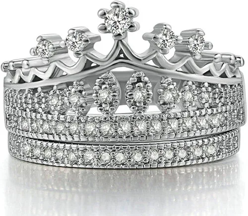 Miniatura 4 de XAHH - Anillo de boda de oro blanco de 18 quilates para mujer